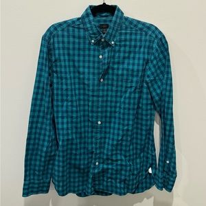 J.Crew Button Down Shirt in Green/Teal + Blue - Men’s (L)